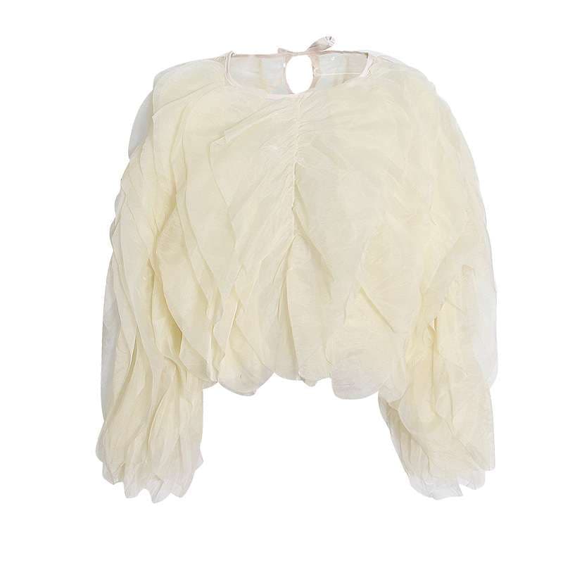ブラウス ボリューミーフリルのシアートップス