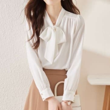ブラウス 上品な蝶結びシャツ