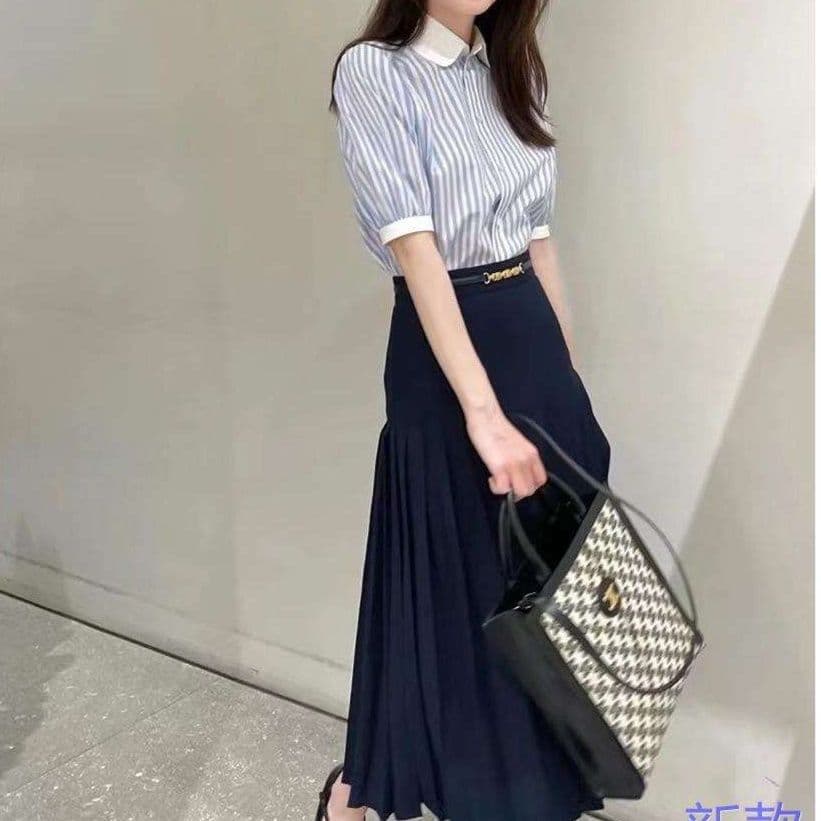 ブラウス エレガントなパフスリーブシャツ