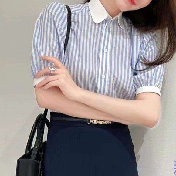 ブラウス エレガントなパフスリーブシャツ