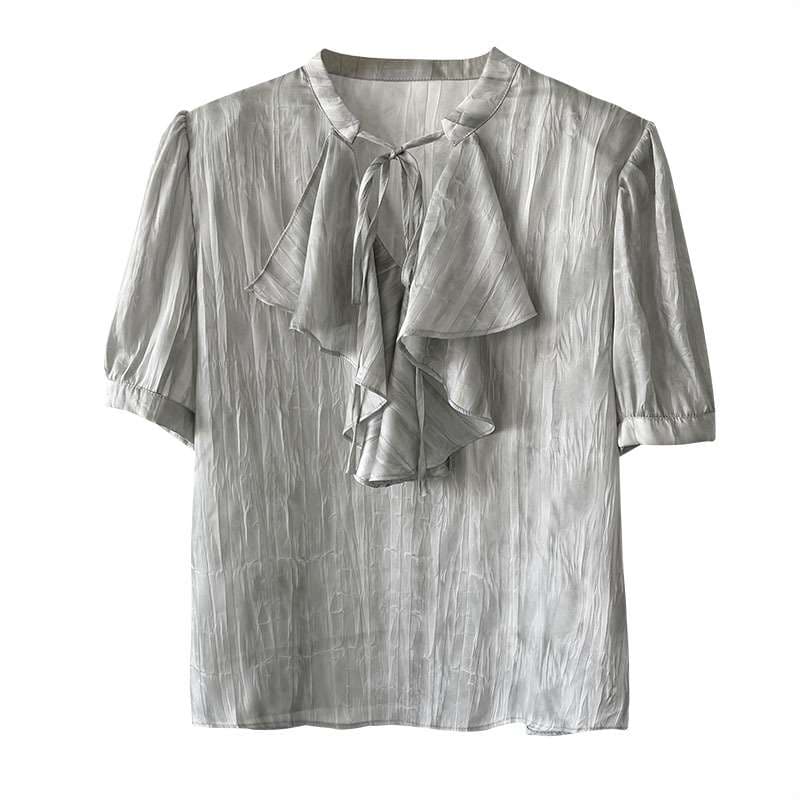 ブラウス 優雅なフリルパフスリーブブラウス