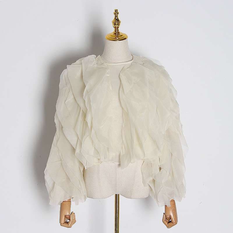 ブラウス ボリューミーフリルのシアートップス