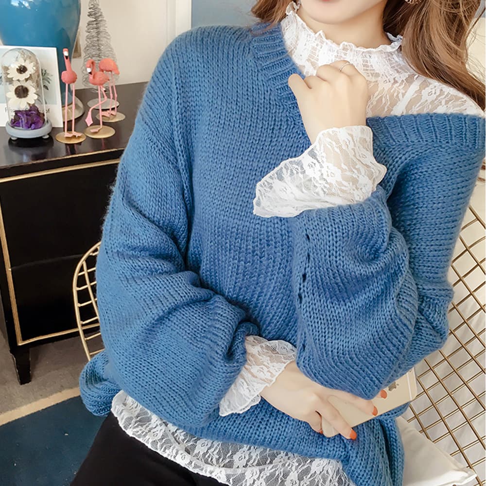 花柄レース パフスリーブ フリルブラウス